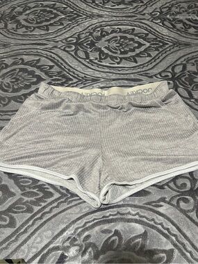 Jockey Light Gray Ribbed Lounge Shorts with White Trim